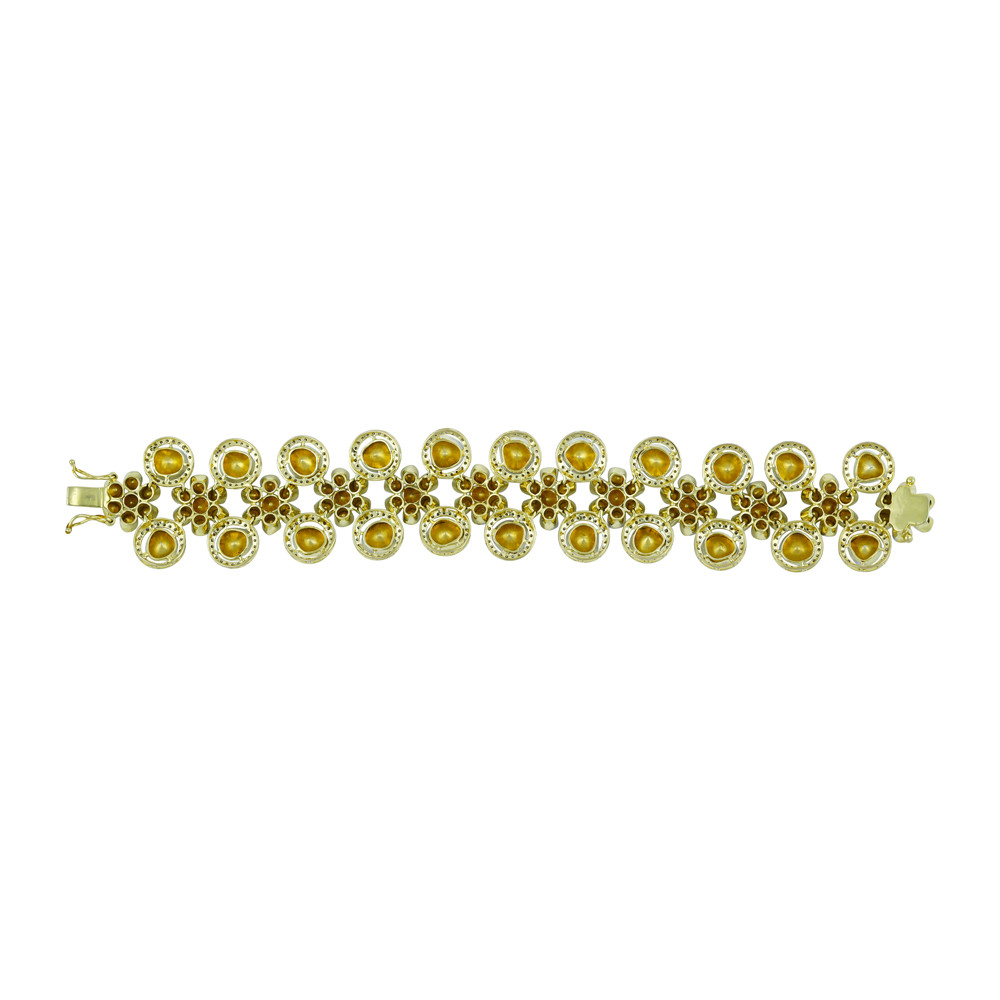 Polki Bracelet with Double Rows and Diamond Halos
